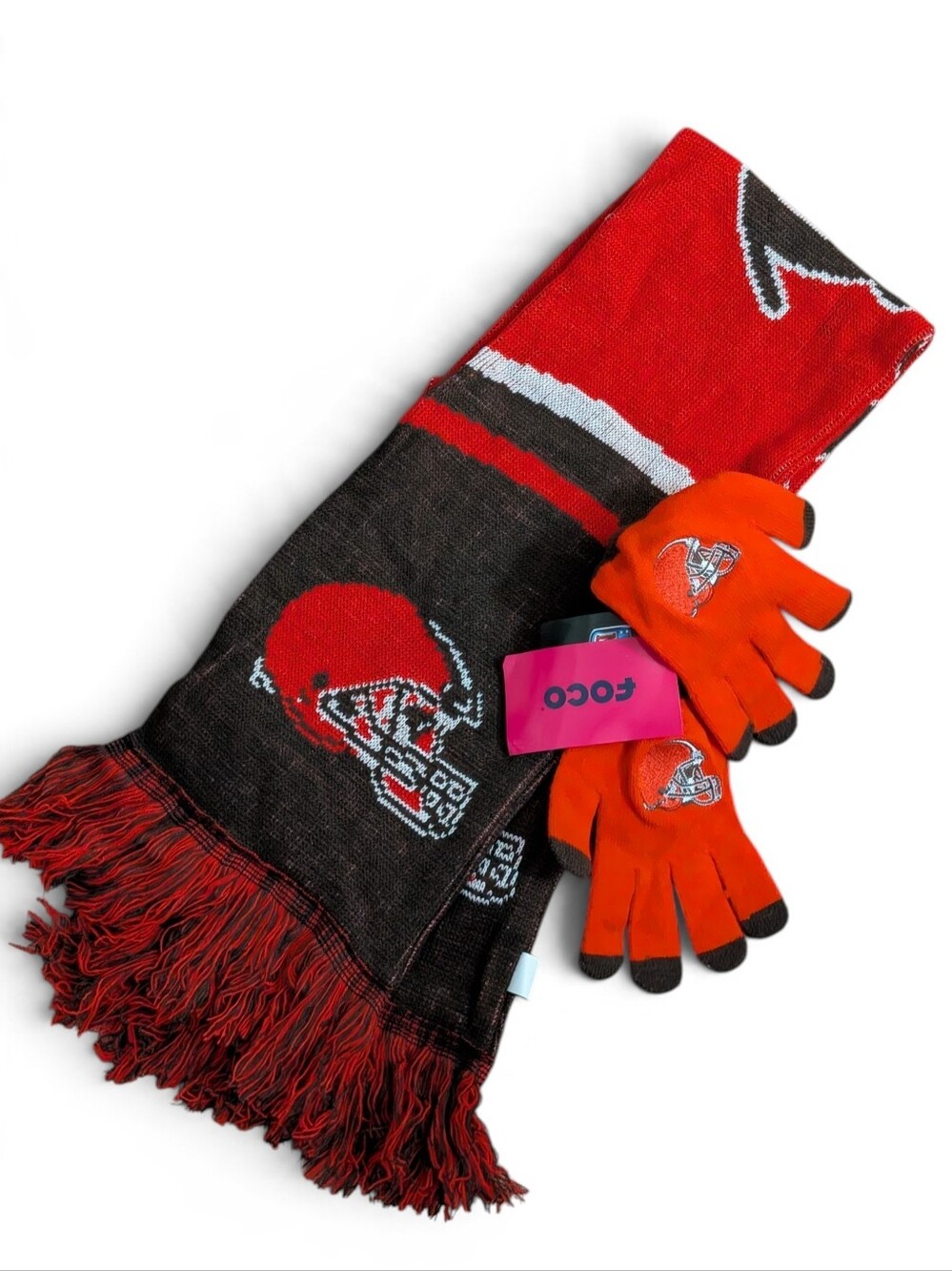 Nwt! NFL Foco Cleveland Browns Scarf And Gloves Set